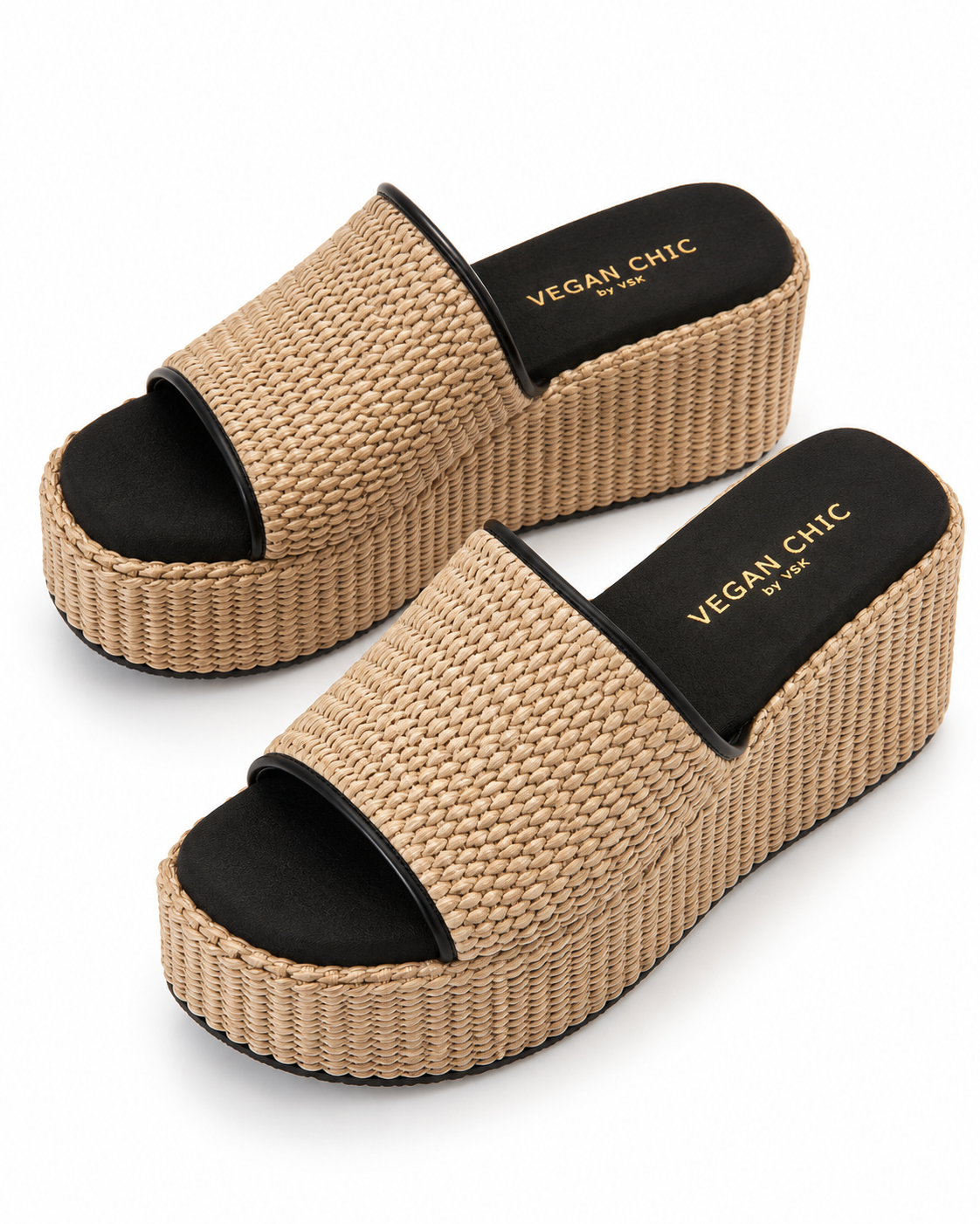 Freya Women's Vegan Leather Slides – Beige