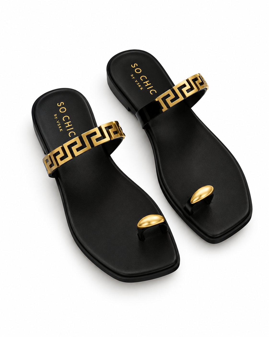 Gaia Women's Leather Slides – Black