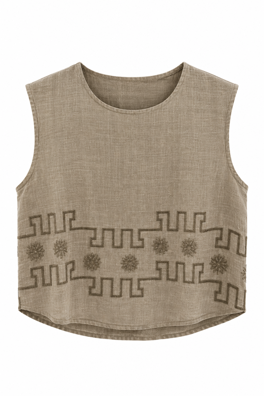 Lanari Women's Linen Top – Beige / Brown